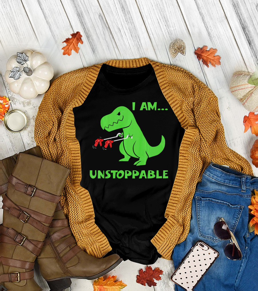 I Am Unstoppable T Rex Dinosaur Boxing Gloves T-Shirt