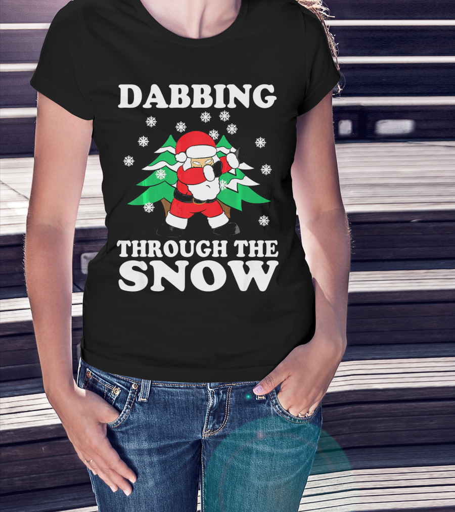 Dabbing Through The Snow Funny Santa Christmas T-Shirt