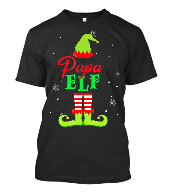 Papa Elf Snowflakes Holiday T-Shirt