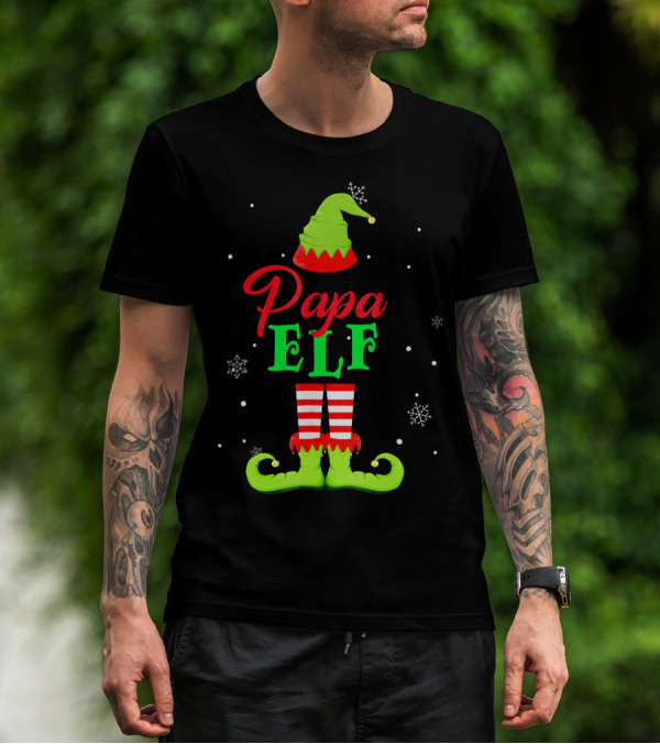 Papa Elf Snowflakes Holiday T-Shirt