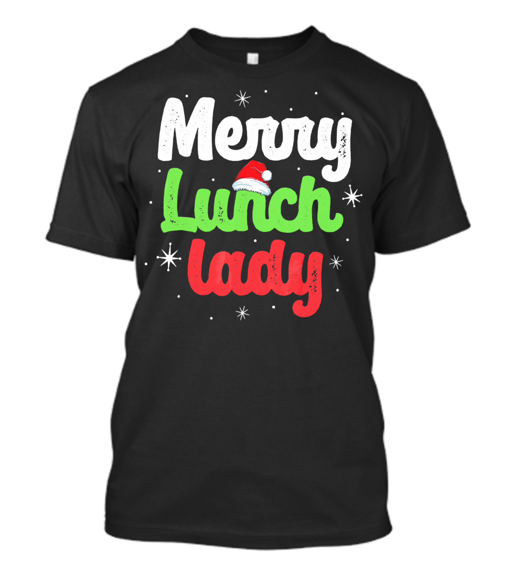 Merry Lunch Lady Christmas Santa Hat T-Shirt