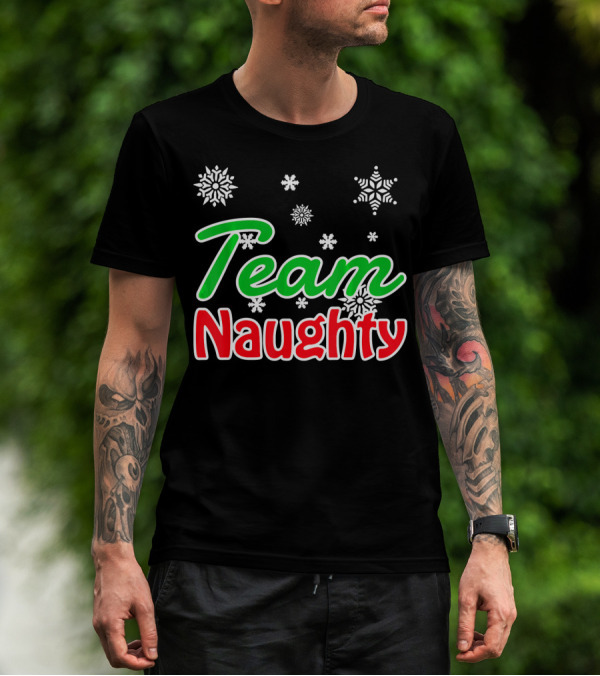 Team Naughty Santa Family Snowflakes T-Shirt