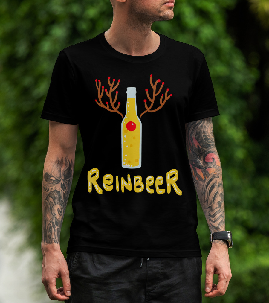 Reindeer Reinbeer Antler Bottle T-Shirt