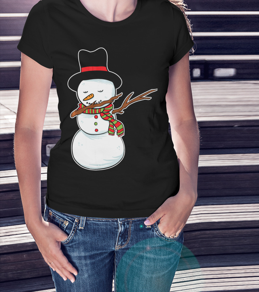 Dabbing Dab Snowman With Hat And Scarf T-Shirt