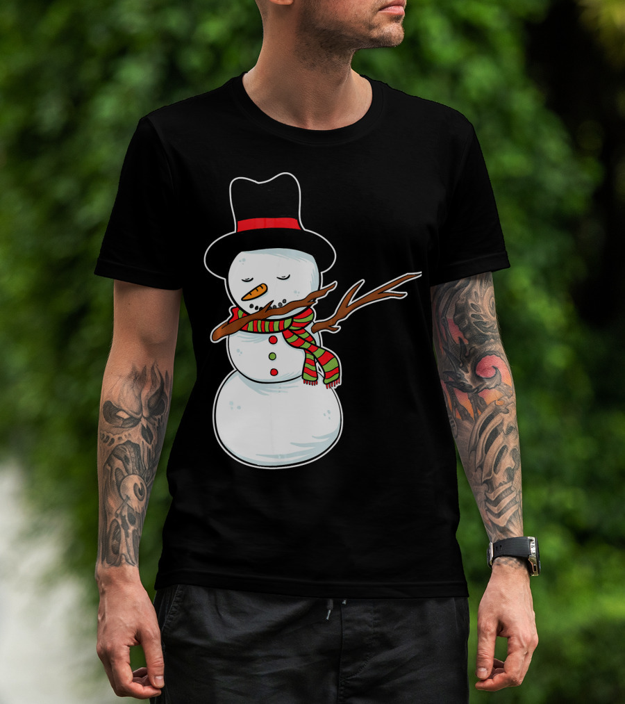 Dabbing Dab Snowman With Hat And Scarf T-Shirt