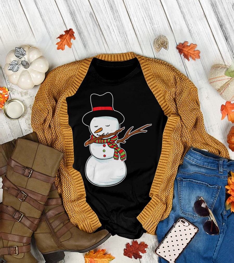 Dabbing Dab Snowman With Hat and Scarf T-Shirt
