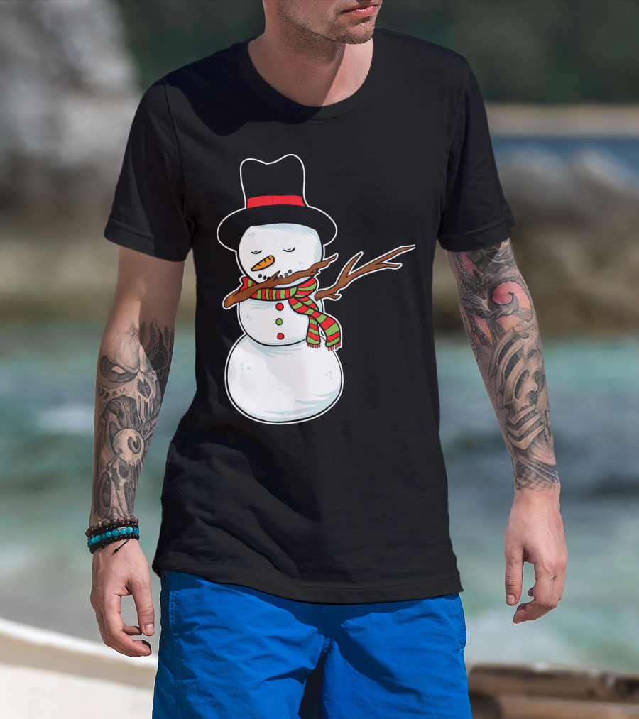 Dabbing Dab Snowman With Hat And Scarf T-Shirt