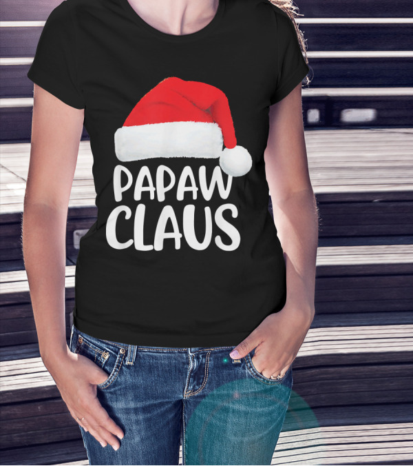 Papaw Claus Red Santa Hat Christmas T-Shirt