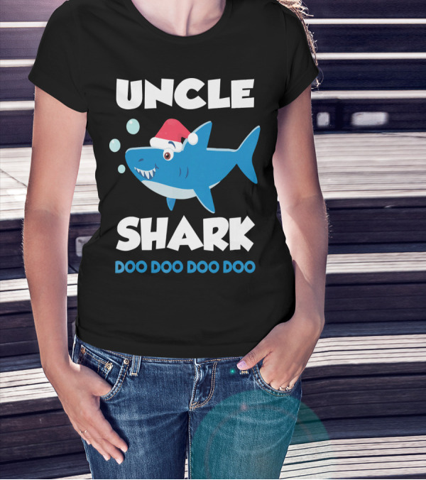 Uncle Shark Doo Doo Doo Doo Christmas Shark Santa Hat T-Shirt