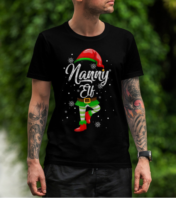 Nanny Elf Festive Christmas Snowflakes T-Shirt