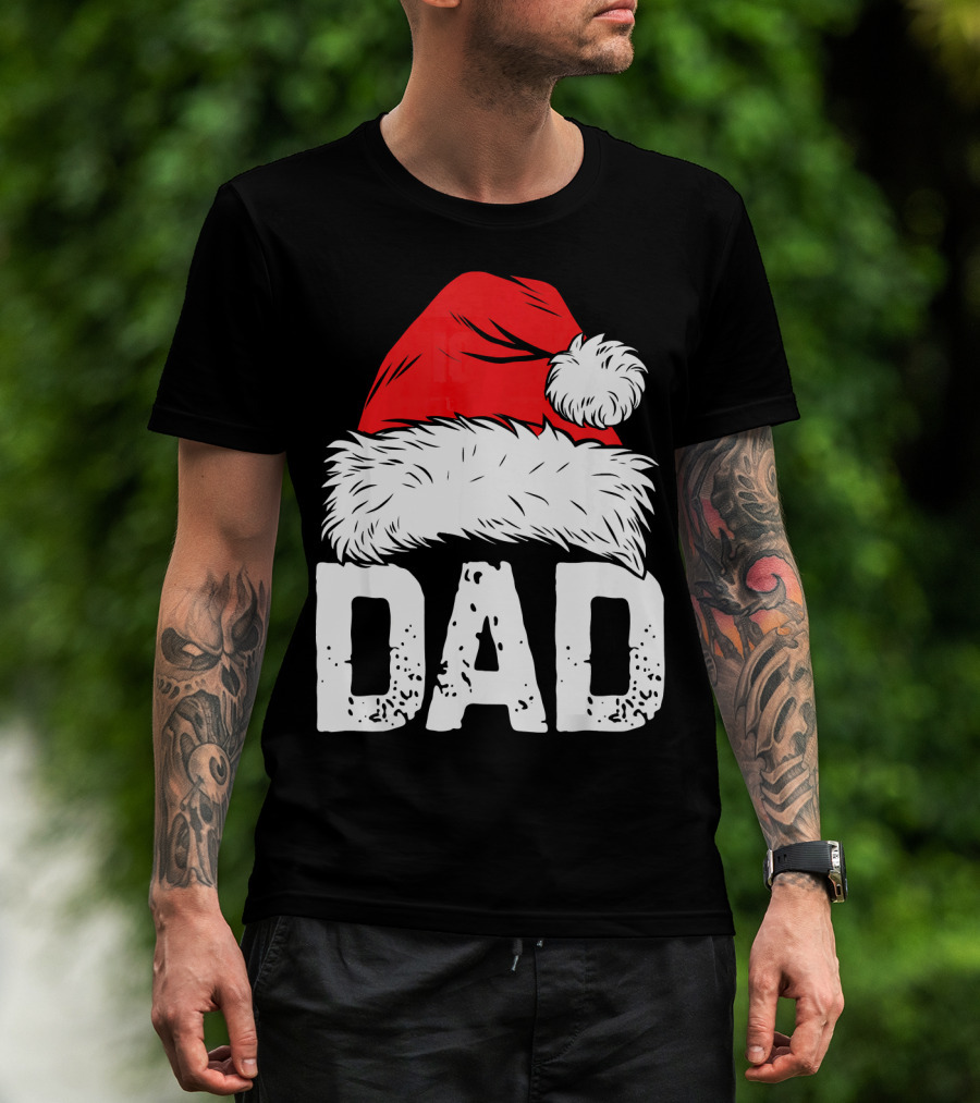 Dad Santa Hat Christmas Family Match T-Shirt