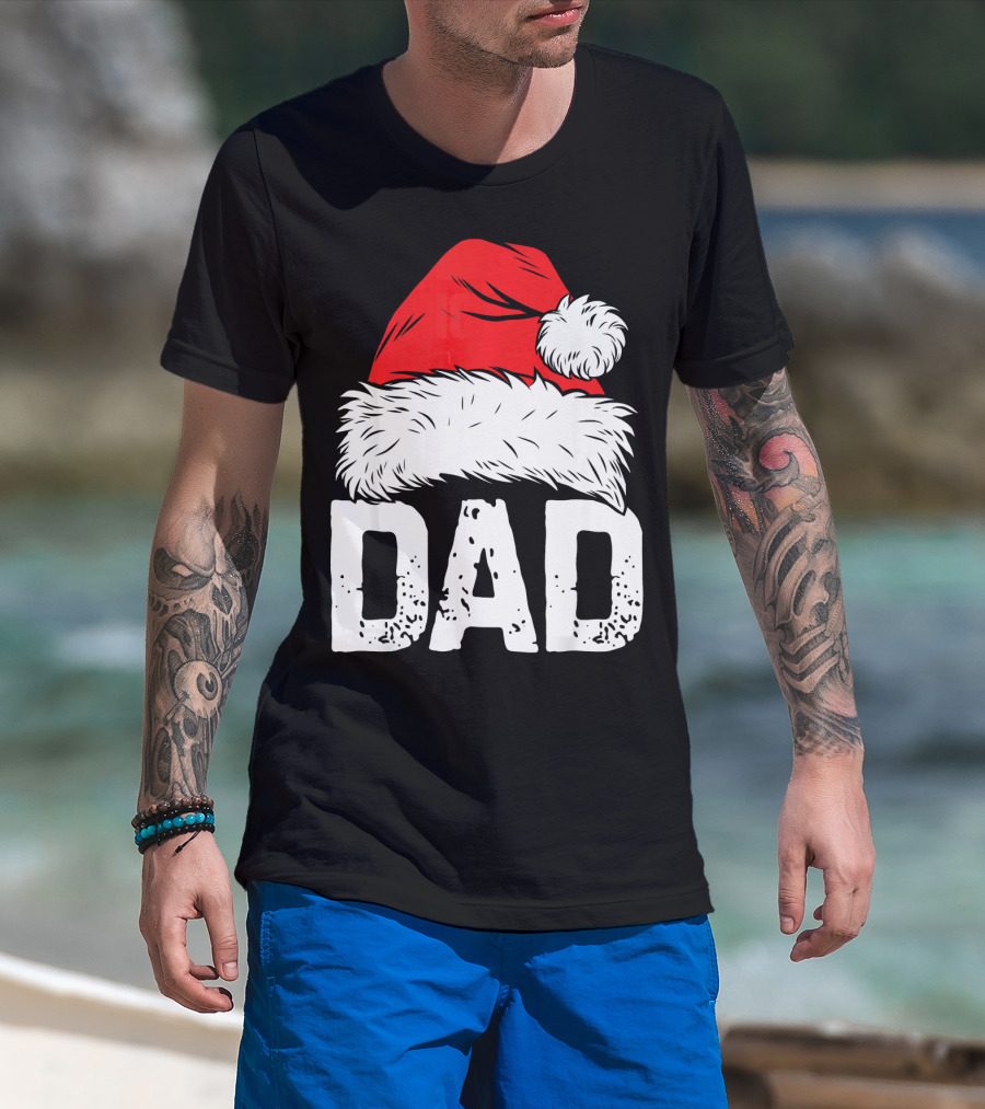 Dad Santa Hat Christmas Family Match T-Shirt