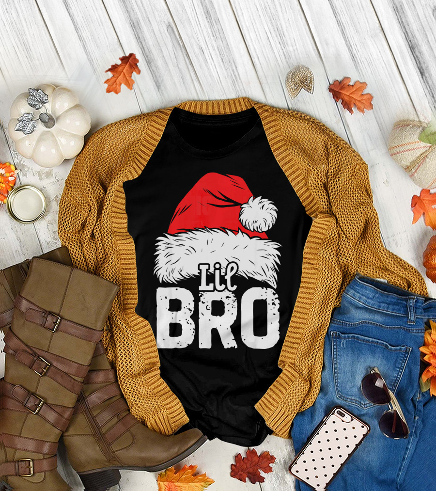 Lil Bro Santa Hat Christmas T-Shirt