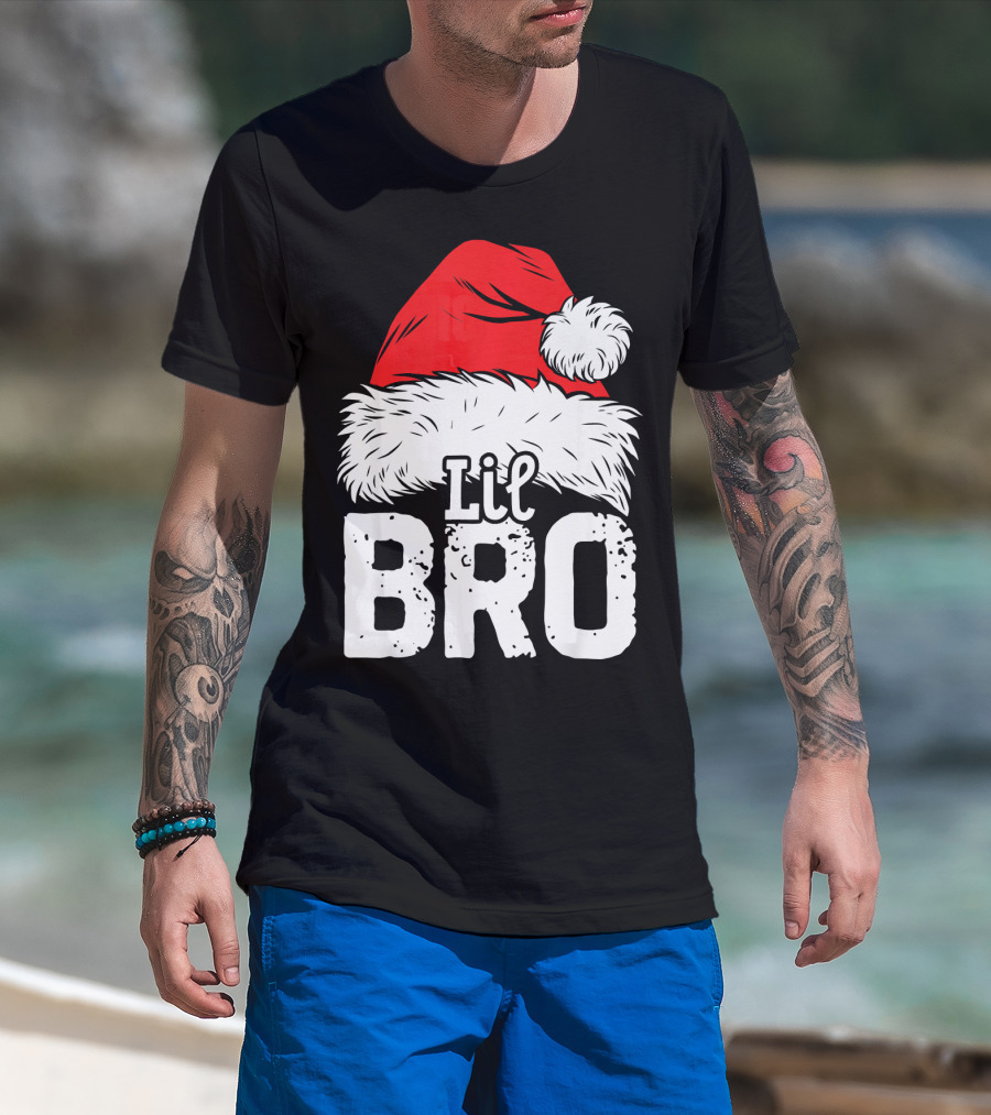 Lil Bro Santa Hat Christmas T-Shirt
