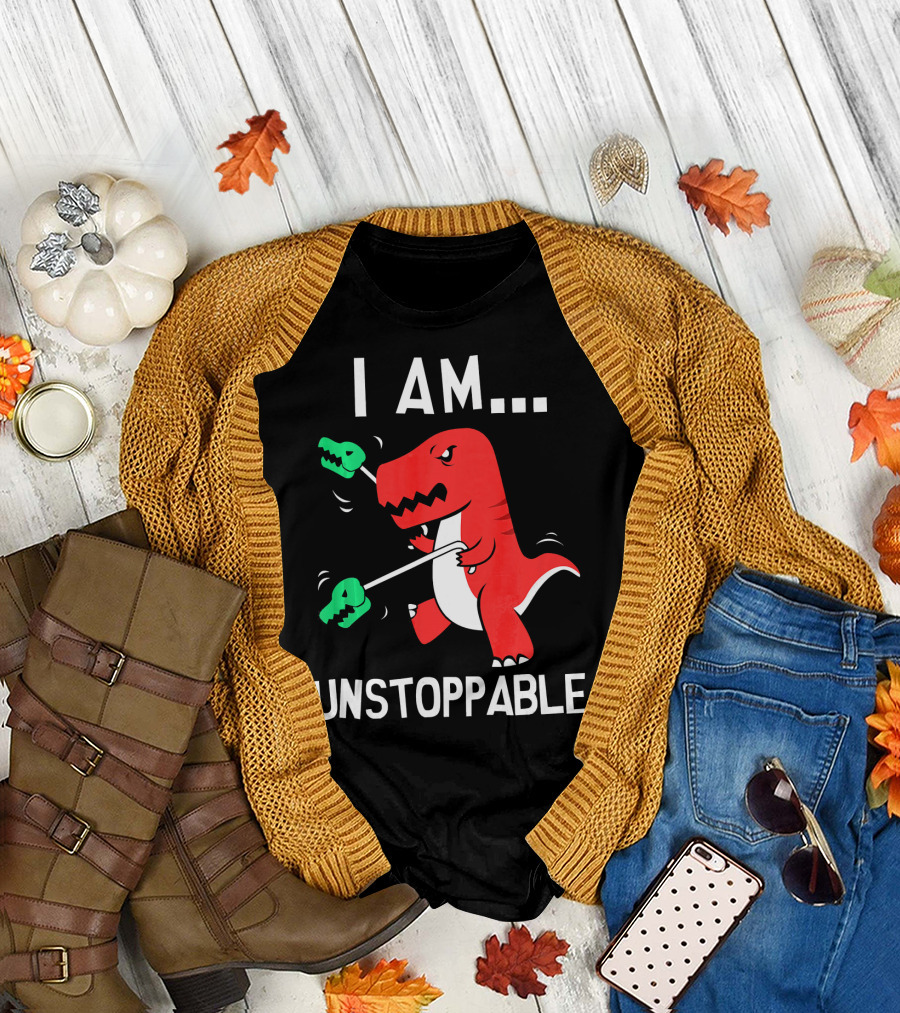 I Am Unstoppable Dinosaur T-Rex With Grabbers T-Shirt