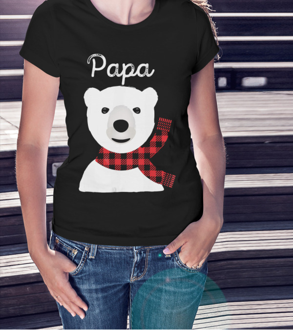 Papa Bear Buffalo Check Christmas Family Matching T-Shirt