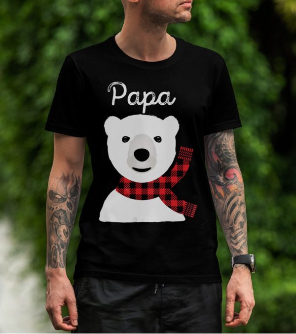 Papa Bear Buffalo Check Christmas Family Matching T-Shirt