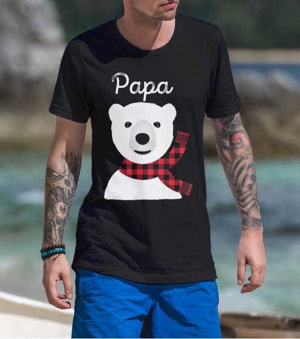 Papa Bear Buffalo Check Christmas Family Matching T-Shirt