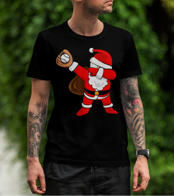 Santa Dabbing With Baseball Glove T-Shirt