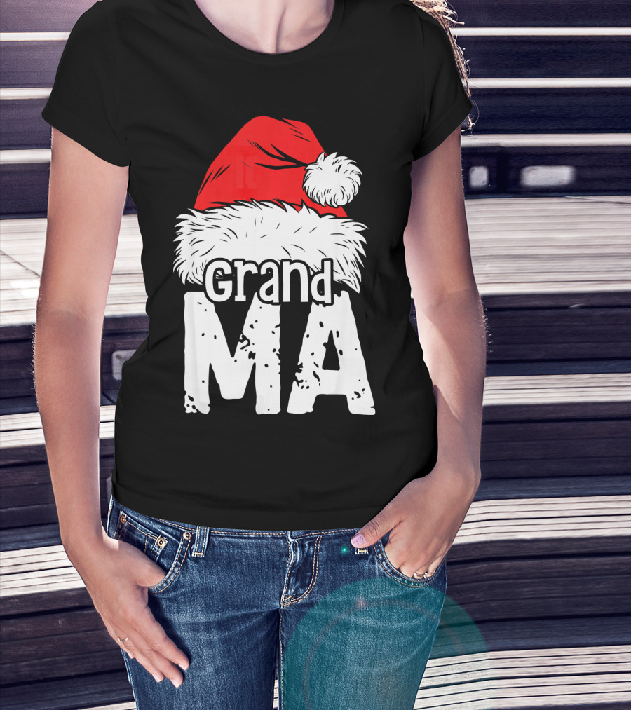 Grandma Santa Christmas Hat Family T-Shirt