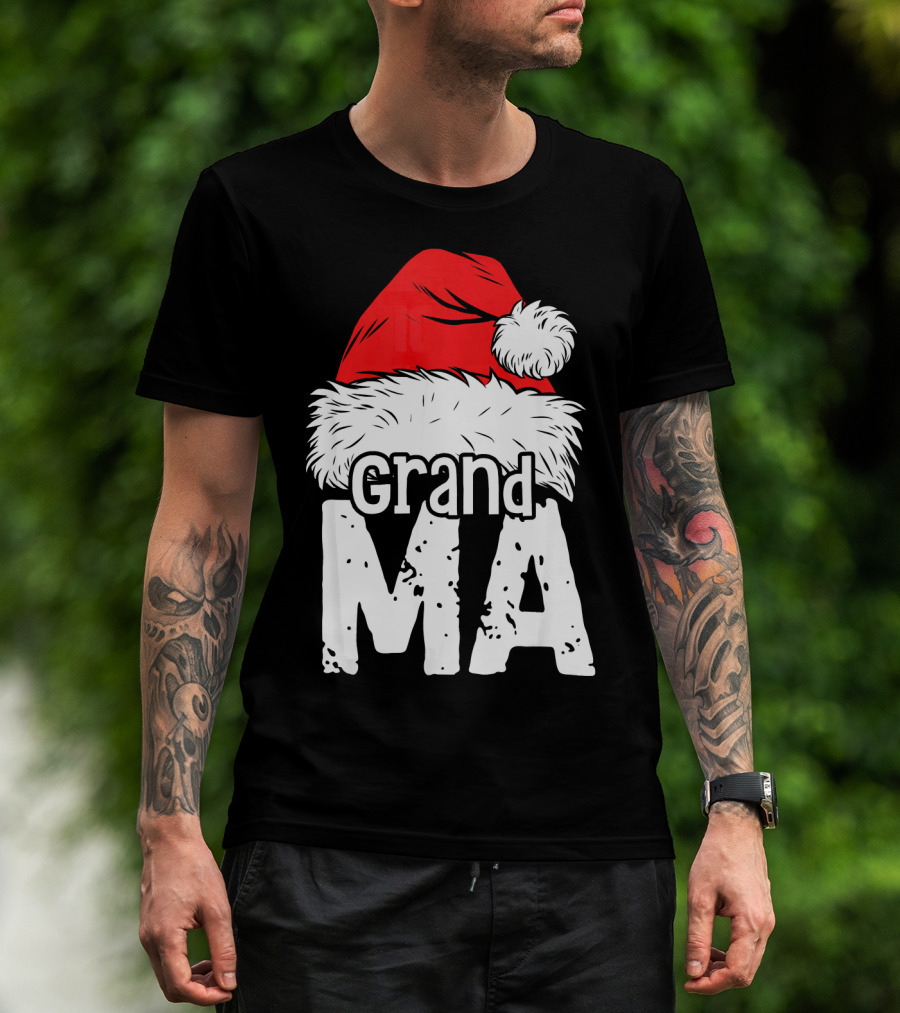 Grandma Santa Christmas Hat Family T-Shirt