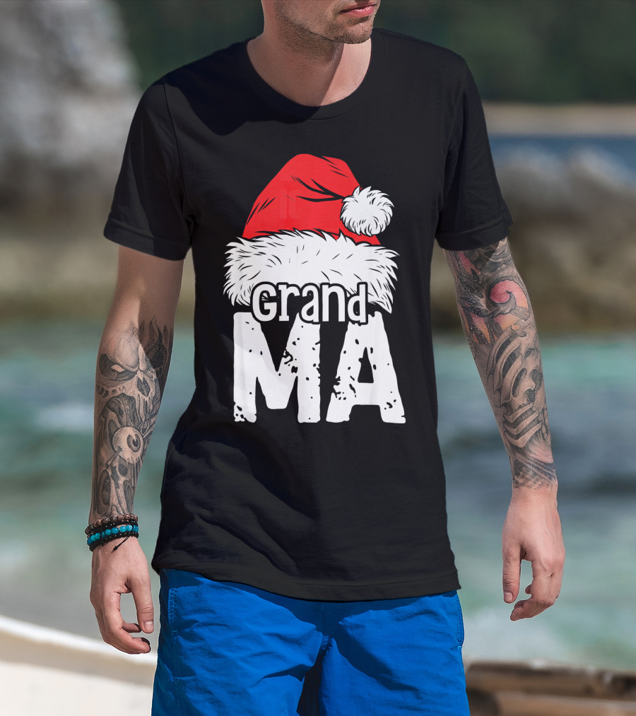 Grandma Santa Christmas Hat Family T-Shirt
