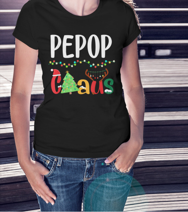 Mens PePop Claus Funny Xmas Santa Grandpa T-Shirt