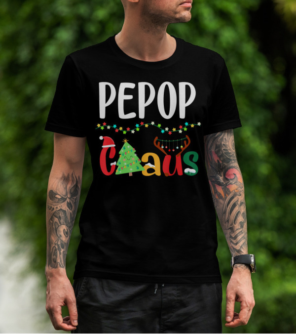 Mens PePop Claus Funny Xmas Santa Grandpa T-Shirt
