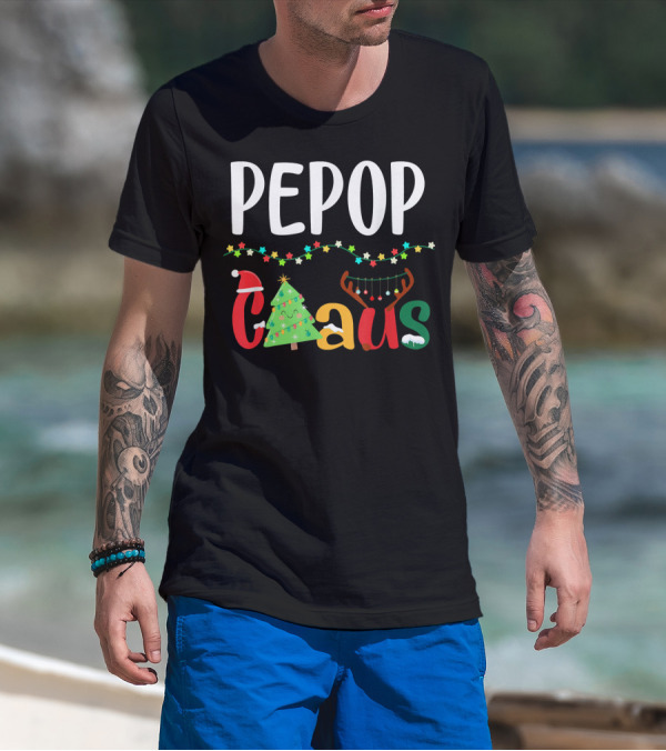Mens PePop Claus Funny Xmas Santa Grandpa T-Shirt