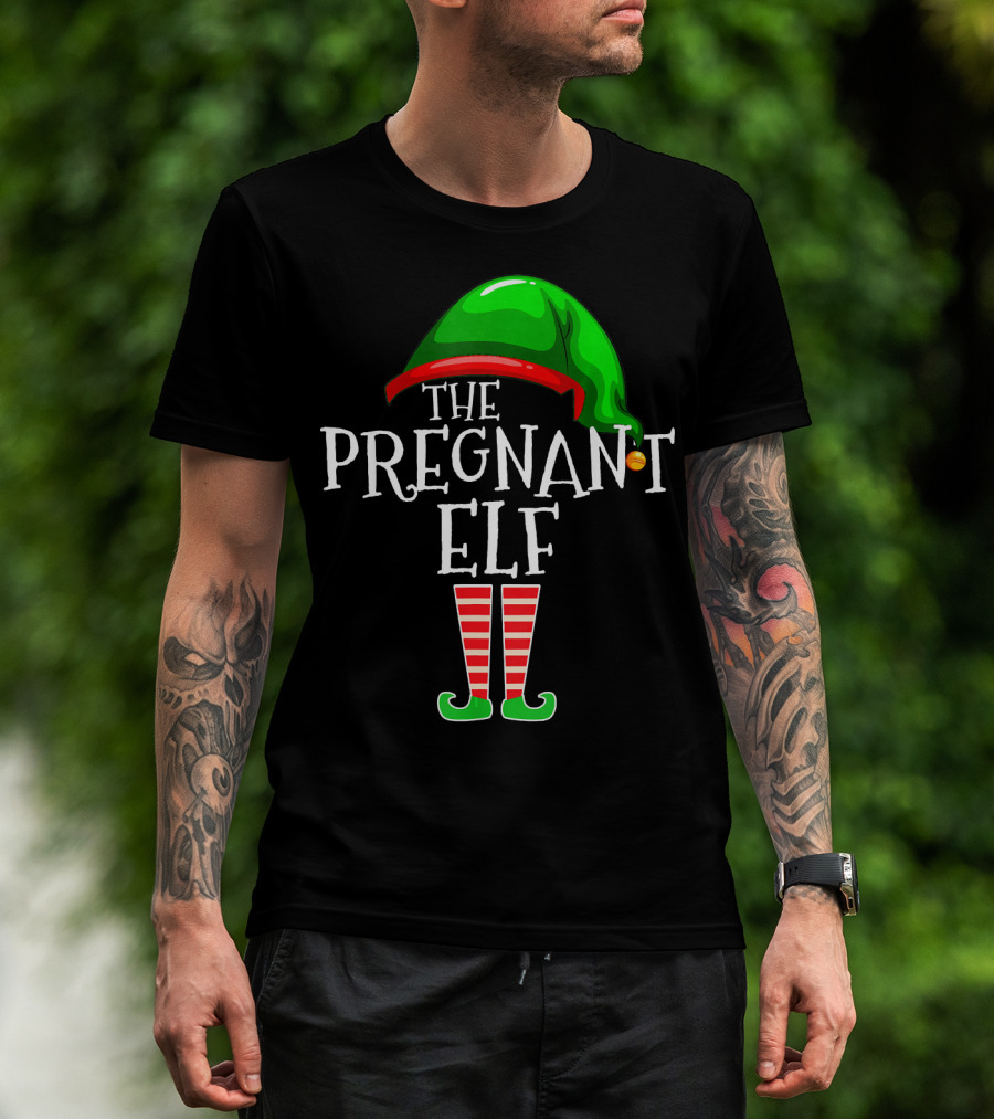 The Pregnant Elf Family Matching Group Christmas Costume T-Shirt