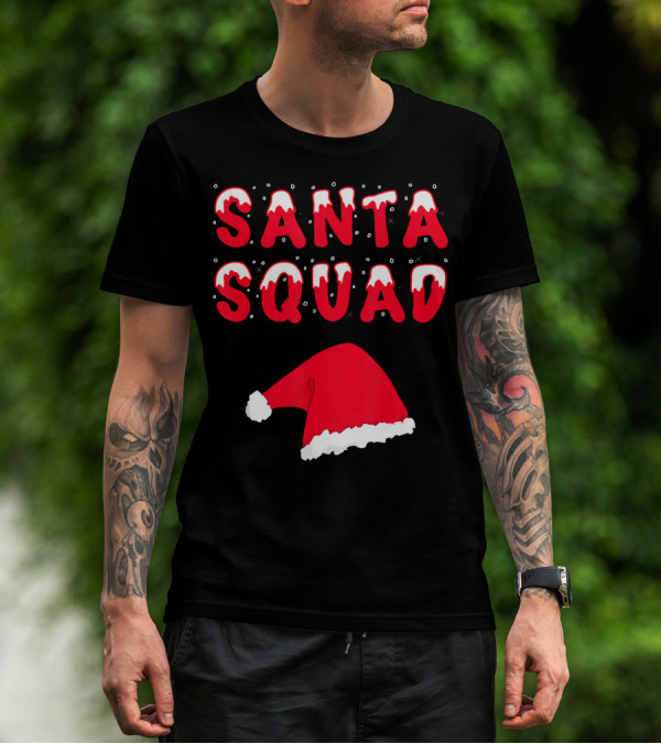 Funny Christmas Santa Squad Santa Hat T-Shirt