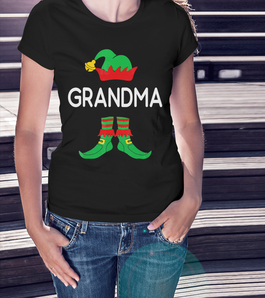 GRANDMA Elf Hat And Shoes Holiday T-Shirt