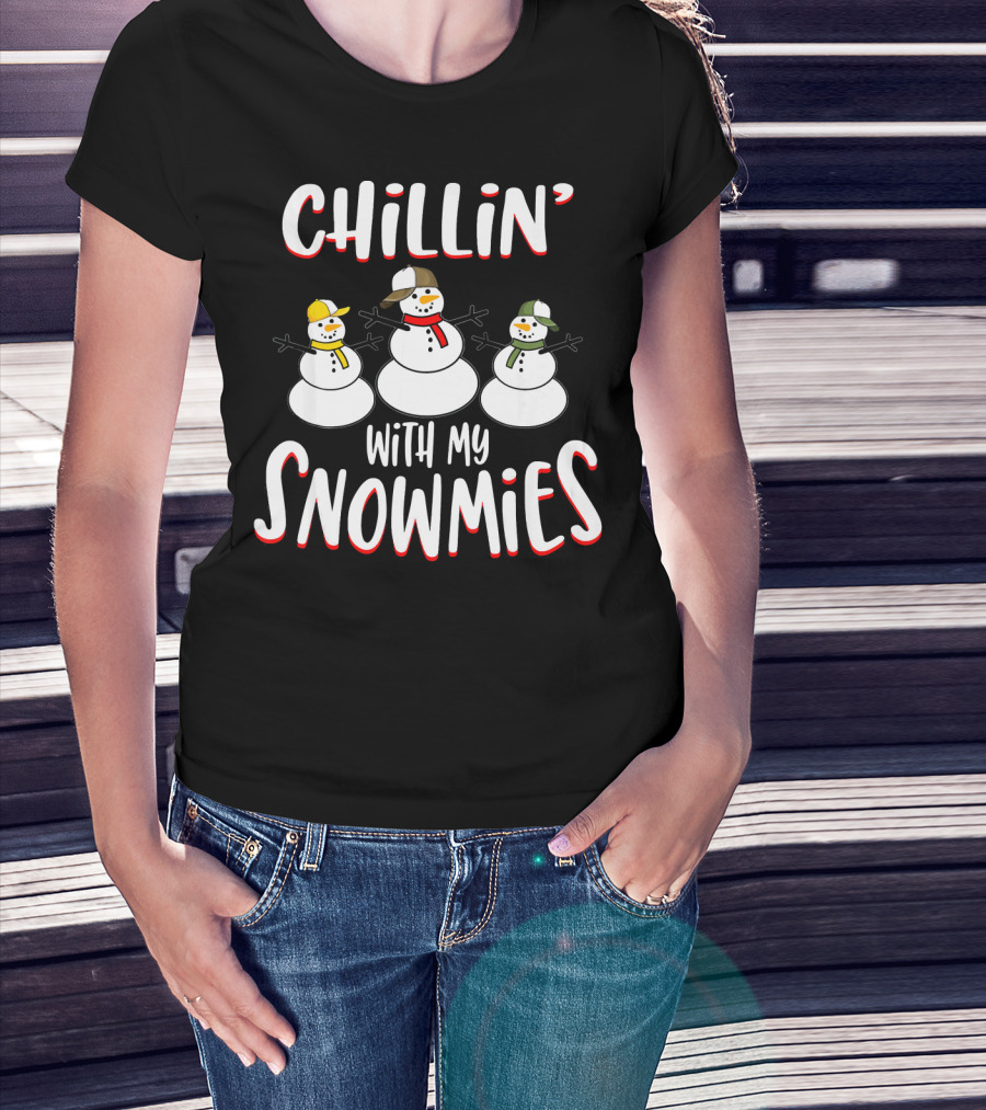 Chillin With My Snowmies Snowman Squad Trio Fun T-Shirt