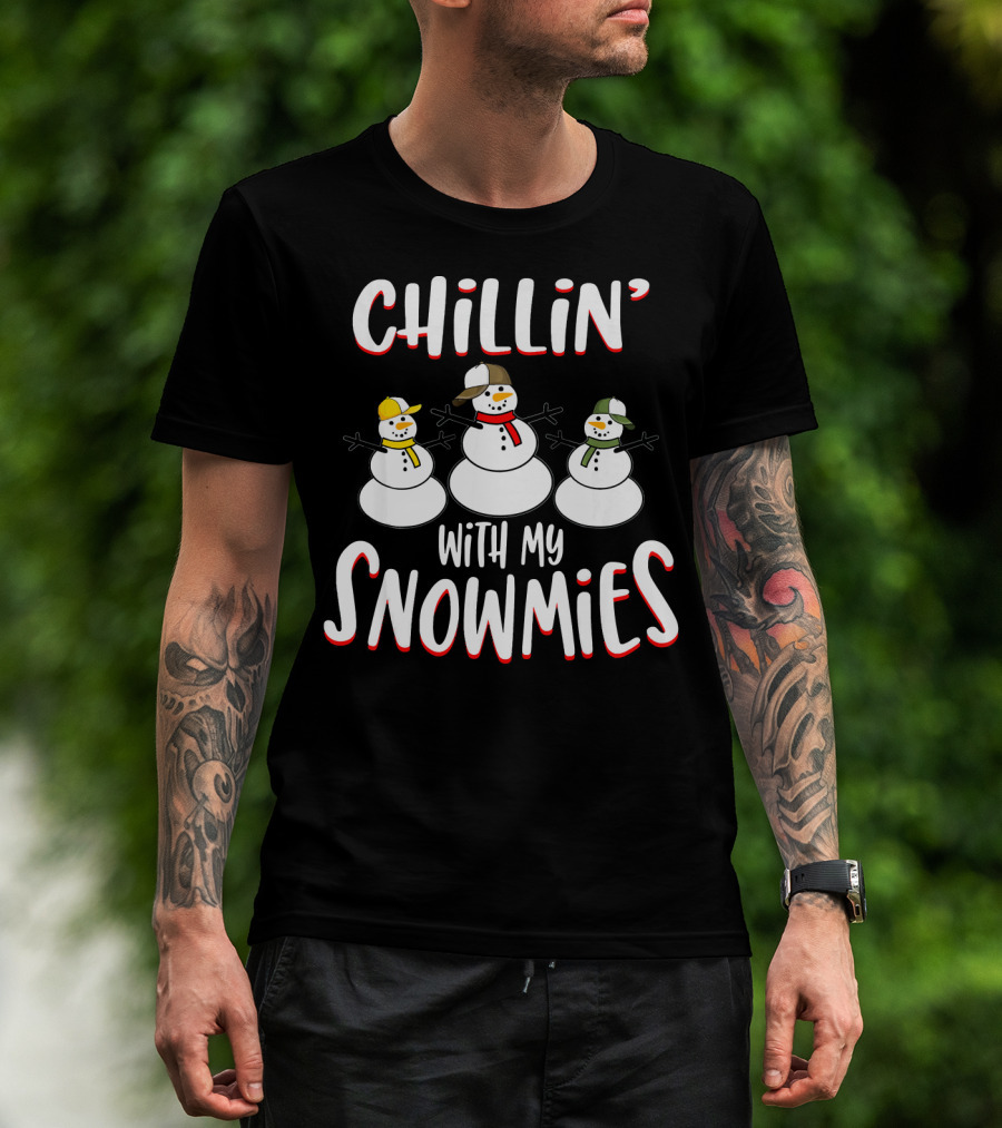 Chillin With My Snowmies Snowman Squad Trio Fun T-Shirt