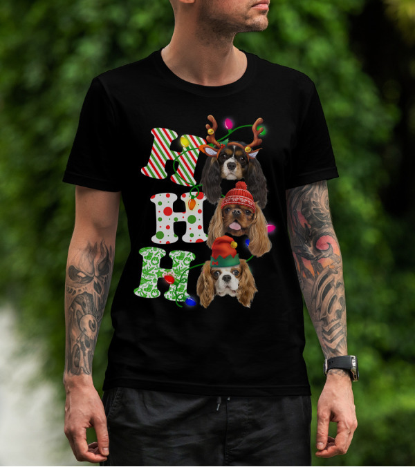 Ho Ho Ho Christmas Cavalier King Charles Spaniel Festive Dogs T-Shirt