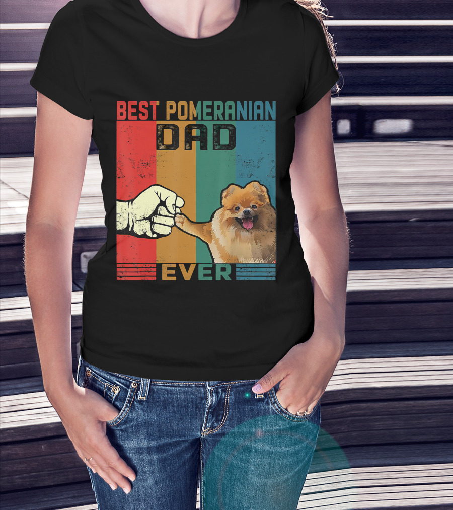 Best Pomeranian Dad Ever Vintage Fist Bump T-Shirt