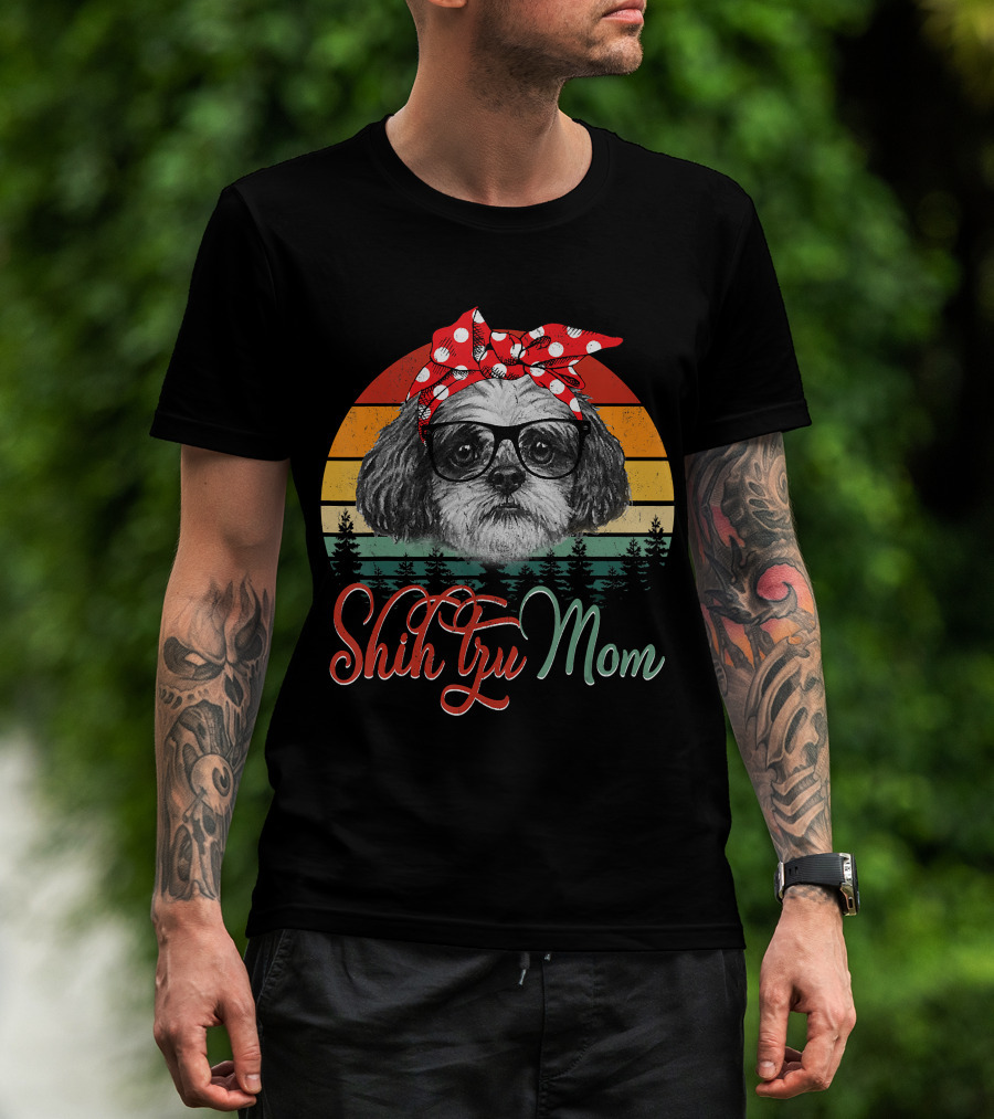 Shih Tzu Mom Retro Dog Lovers Mother T-Shirt