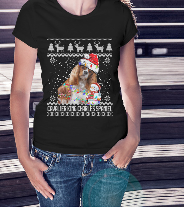 Cavalier King Charles Spaniel Christmas Santa Snowman Reindeer T-Shirt
