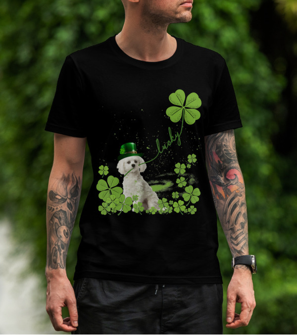 Lucky Shamrock Maltese Dog St Patrick's Day T-Shirt