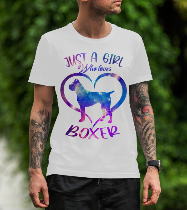 Just A Girl Who Loves Boxer Heart Galaxy T-Shirt