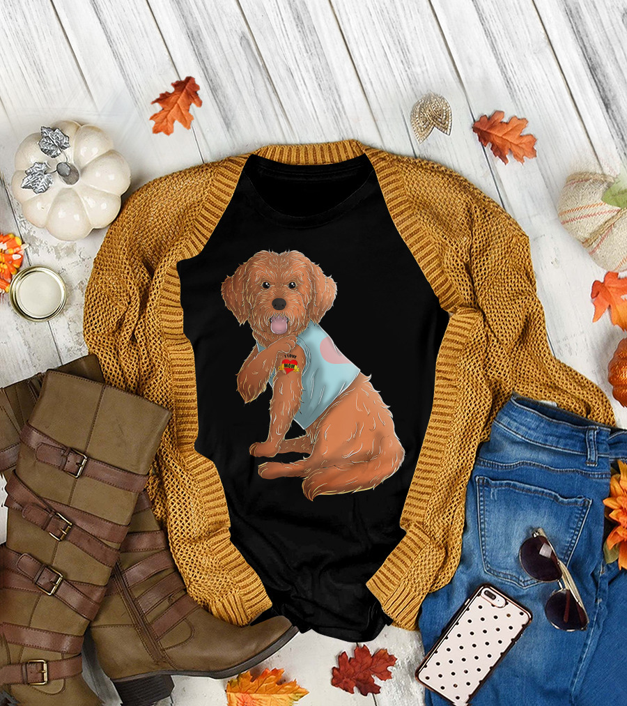 Cockapoo Dog I Love Mom Tattoo T-Shirt