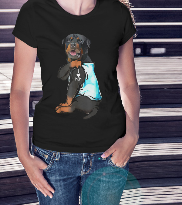 I Love Mom Rottweiler Tattoo T-Shirt