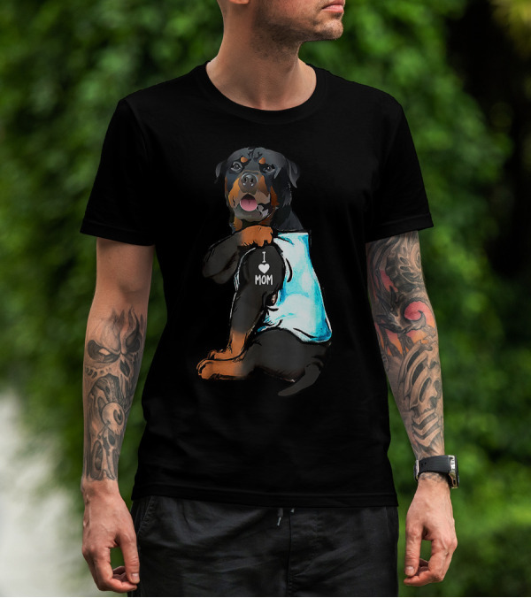 I Love Mom Rottweiler Tattoo T-Shirt