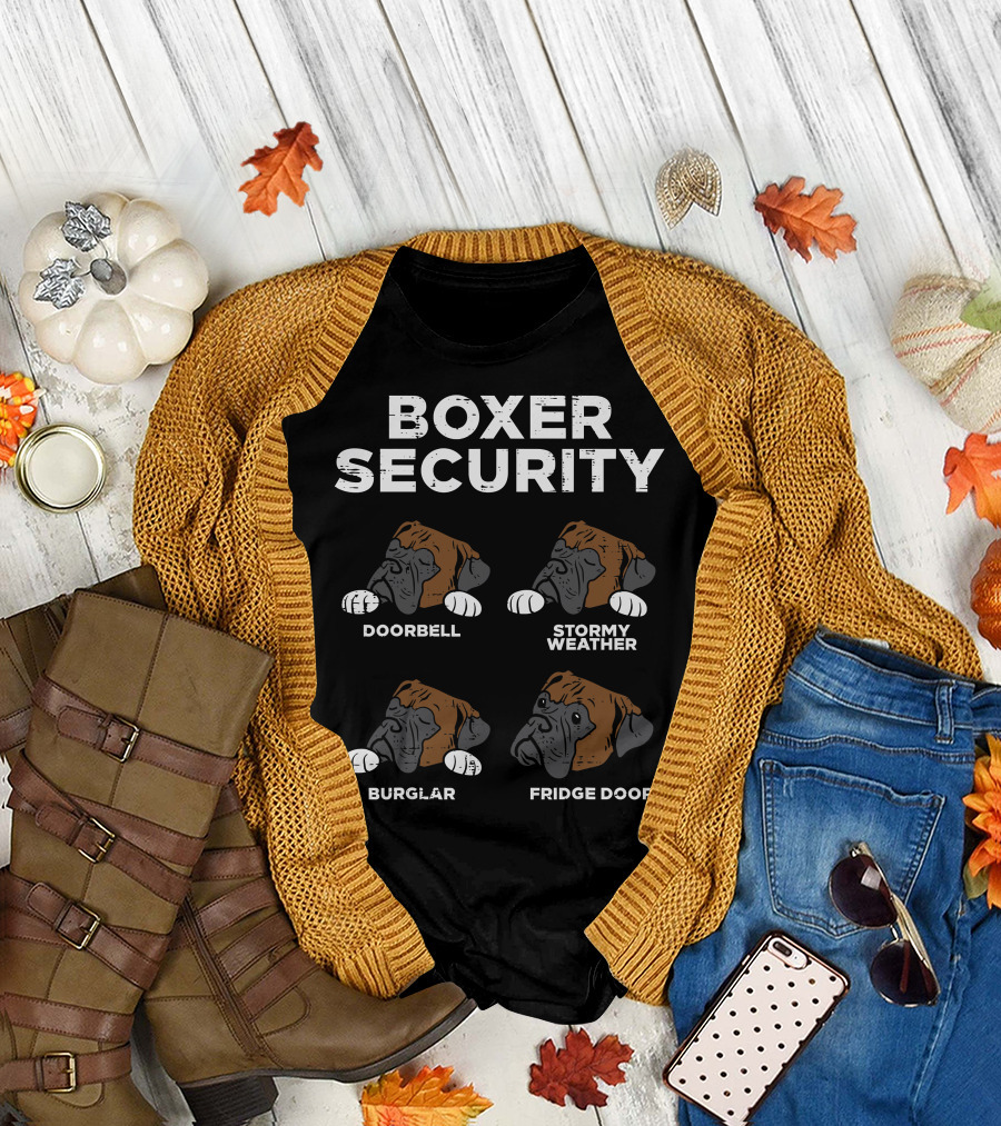 Boxer Security Doorbell Stormy Weather Burglar Fridge Door T-Shirt