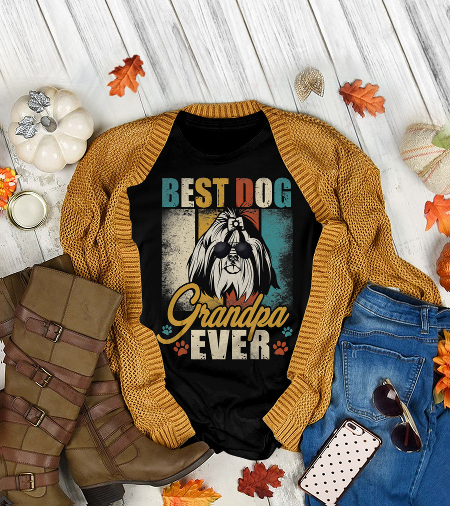 Best Dog Grandpa Ever Shih Tzu Father's Day T-Shirt