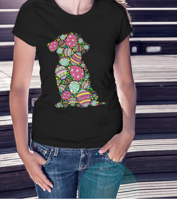 Colors Eggs Shih Tzu Dog Puppy Lover Easter Day Vibrant Festive T-Shirt
