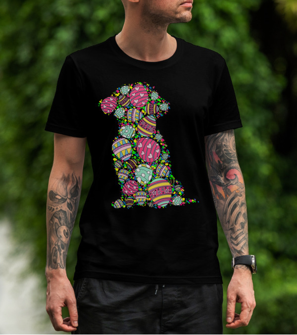 Colors Eggs Shih Tzu Dog Puppy Lover Easter Day Vibrant Festive T-Shirt