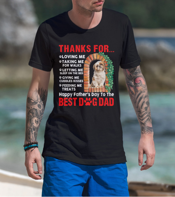 Thanks For Best Dog Dad Cute Shih Tzu T-Shirt