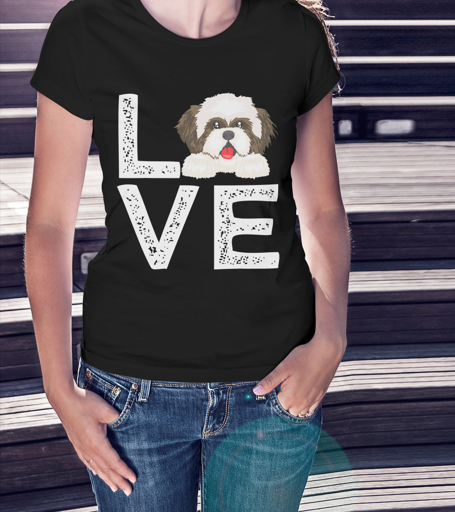 I Love My Shih Tzu Funny Shih Tzu Dog Lover Cute Shih Tzu Love T-Shirt