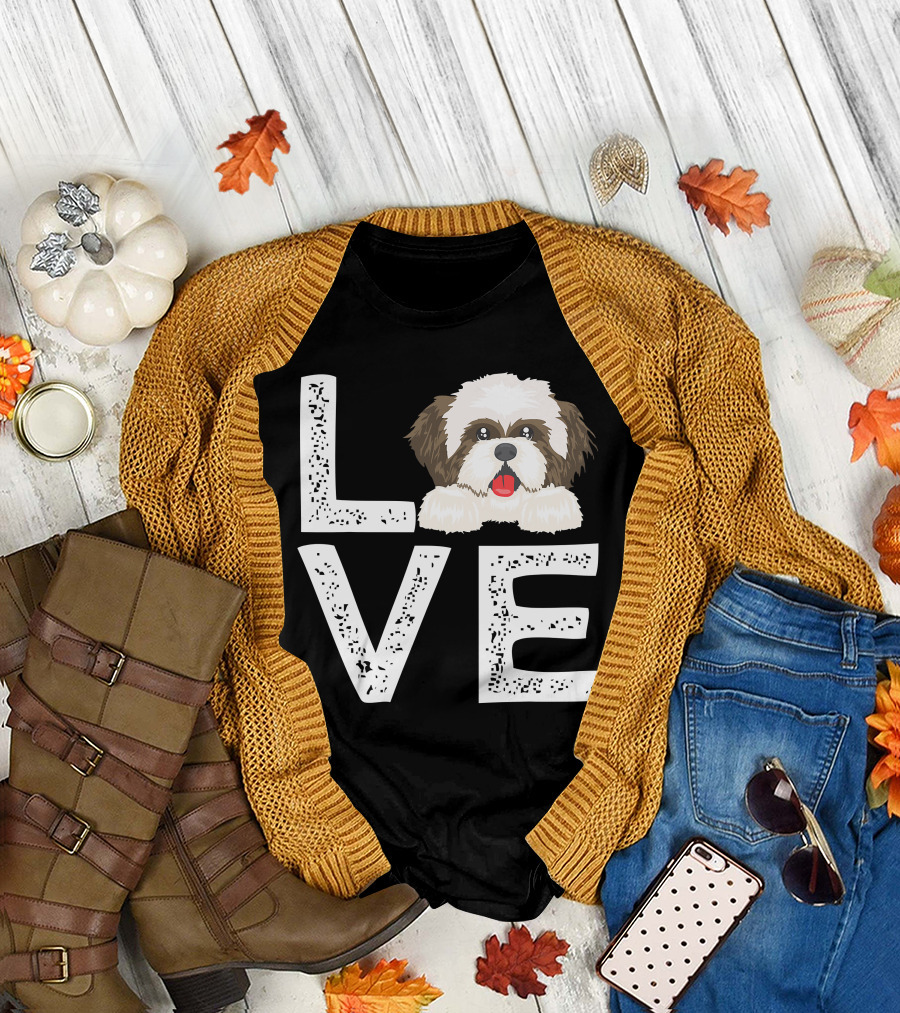 I Love My Shih Tzu Funny Shih Tzu Dog Lover Cute Shih Tzu Love T-Shirt